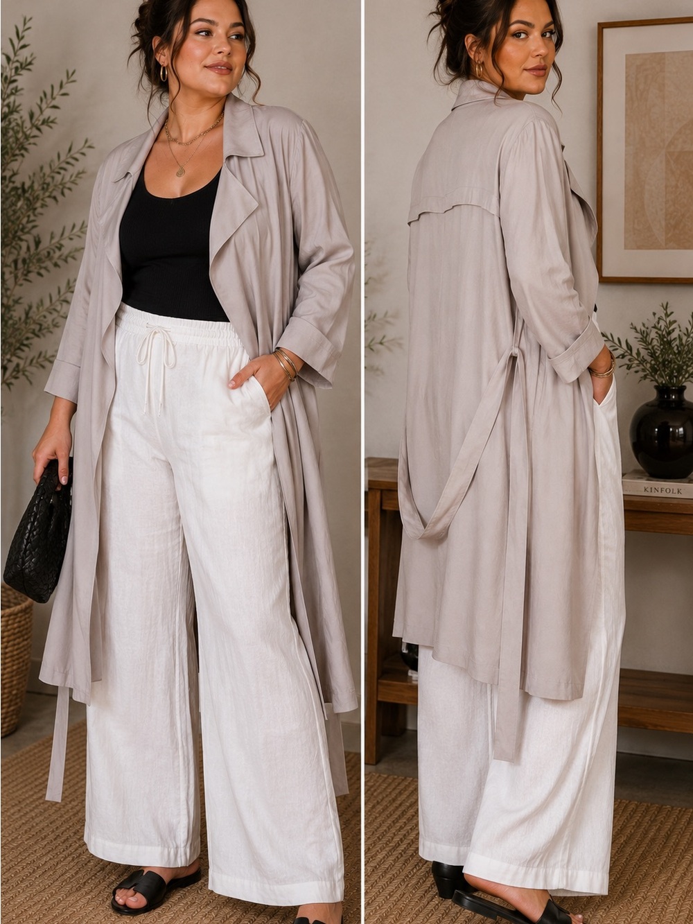 Forever 21+ 3X Taupe Lightweight Duster Trench Jacket Belted NWT